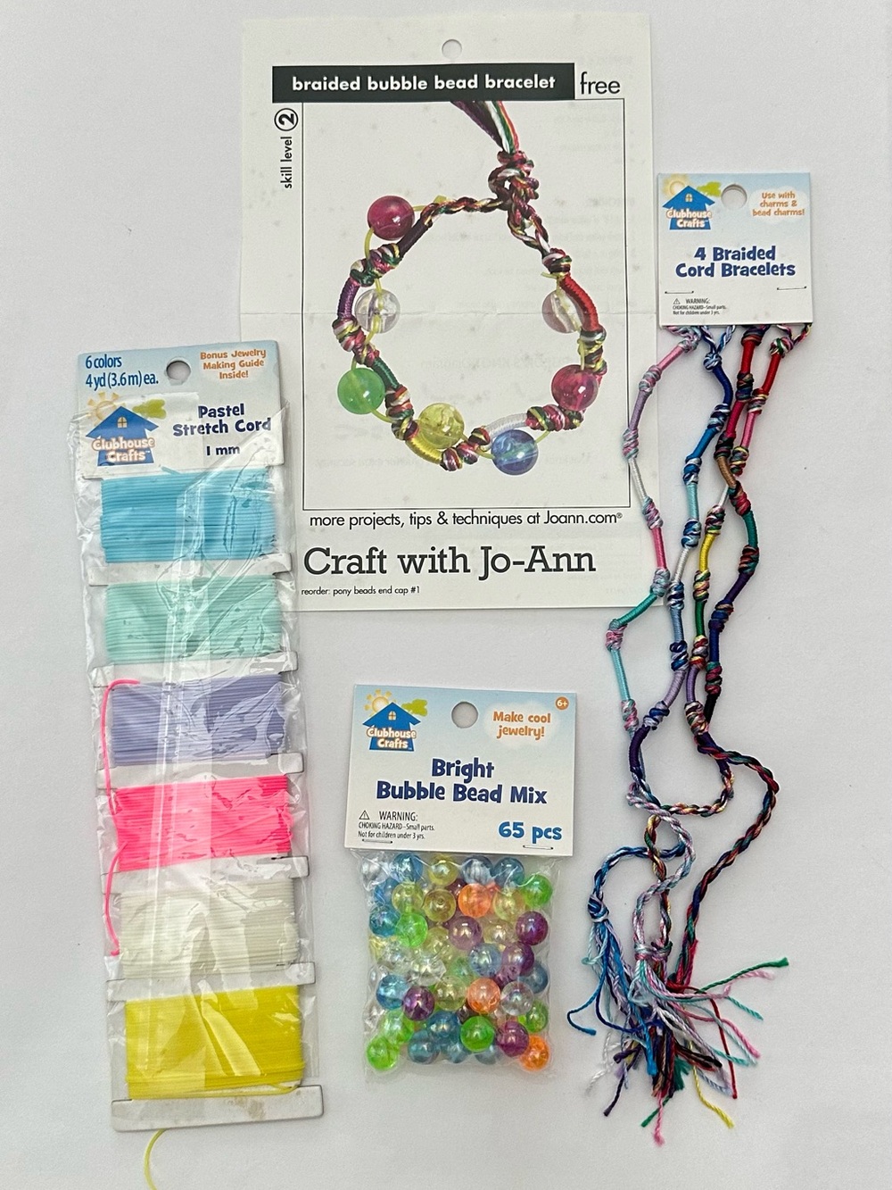 JoAnn Fabrics Braided Bubble Bead Stretch Cord Bracelet Bundle